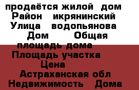 продаётся жилой  дом › Район ­ икрянинский › Улица ­ водопьянова › Дом ­ 9 › Общая площадь дома ­ 54 › Площадь участка ­ 8 › Цена ­ 450 - Астраханская обл. Недвижимость » Дома, коттеджи, дачи продажа   . Астраханская обл.